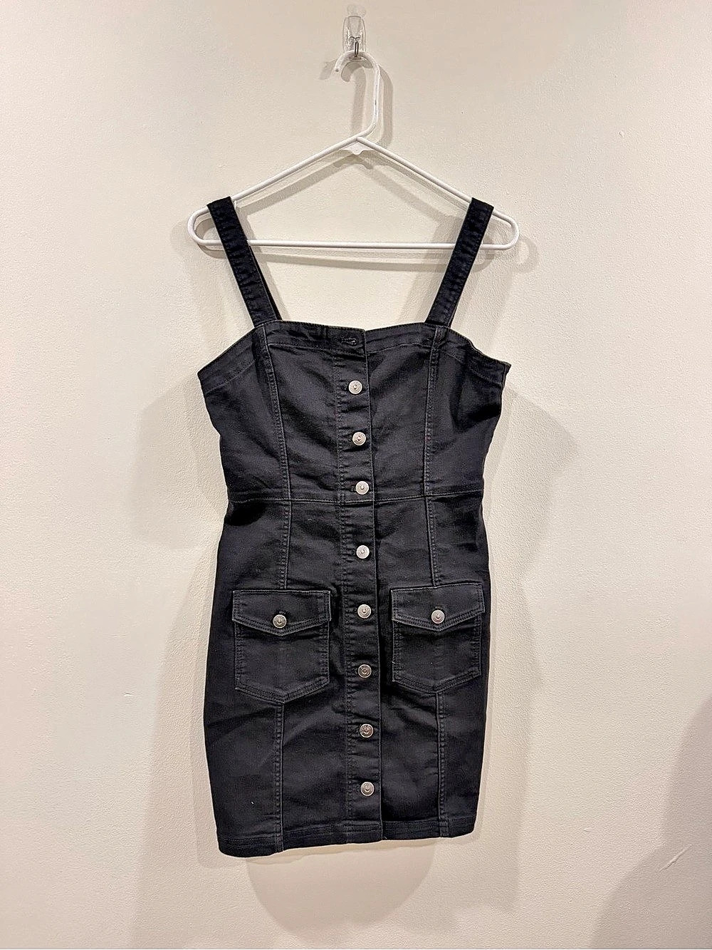 Black Mini Utility Button Dress Size Small